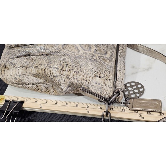 Coach Leather Kristin Shoulder Bag Python Embossed Neutral Snake Hobo Purse - Picture 14 of 16